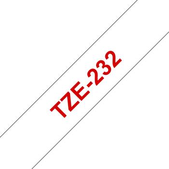 Preview: Brother TZe-232 Original Schriftband Rot auf Weiß – 12 mm × 8 m