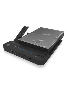 Preview: ICY BOX IB-2913MCL-C31 USB-C 3.2 Klon- und DockingStation für 2x M.2 NVMe/SATA SSD und 3,5"/2,5" HDD/SSD