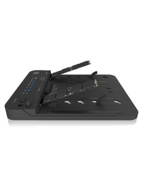 Preview: ICY BOX IB-2913MCL-C31 USB-C 3.2 Klon- und DockingStation für 2x M.2 NVMe/SATA SSD und 3,5"/2,5" HDD/SSD