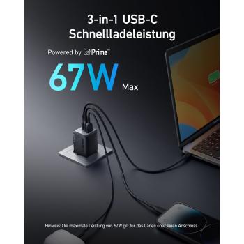 Preview: Anker 735 Prime Charger 67W 1 x USB-A 2 x USB-C black