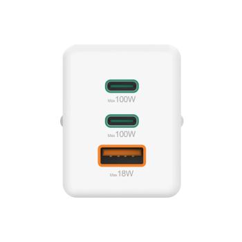 HAMA Schnellladegerät GaN 2x USB-C PD 1x USB-A QC 65W Weiss
