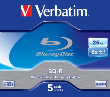 Verbatim BD-R 25GB 6x Blu-ray Rohlinge – 5er Pack Jewel Case 6x Speed
