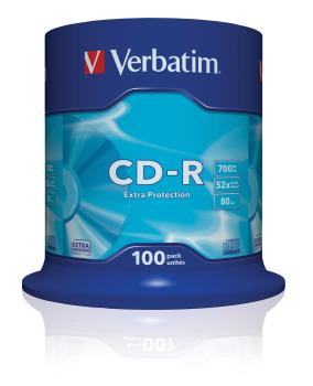 Verbatim CD-R Extra Protection 700MB 100er Spindel | CD Rohlinge 52xSpindel
