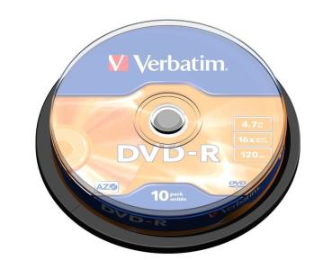 Verbatim DVD-R Matt Silver 4,7GB 16x 10er Spindel  Cakebox