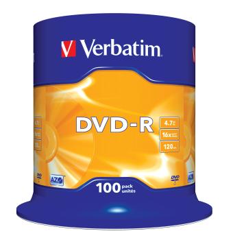 Verbatim DVD-R Matt Silver 4,7GB 100er Spindel | 16x DVD Rohlinge matt silver