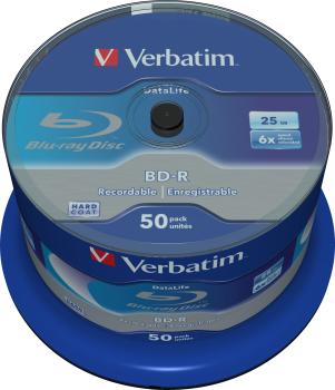 Verbatim Datalife BD-R 25 GB 6x – 50 Blu-ray Rohlinge Cakebox