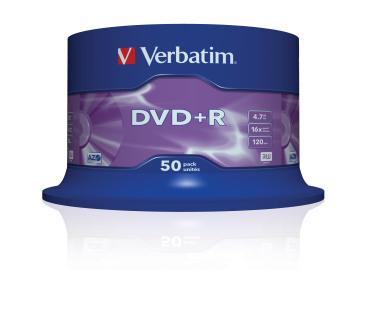 Verbatim DVD+R 4,7GB 16x Speed 50er Spindel Rohlinge matt silver