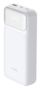 D-Link DPP-201 Powerbank 20000 mAh 65W USB-C PD 3.0 Quick Charge 3.0 mit LED-Display Weiß