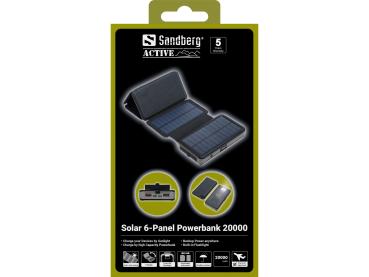 420-73 Sandberg Solar 6-Panel Powerbank 20000 mAh USB-C PD 20W
