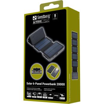 420-73 Sandberg Solar 6-Panel Powerbank 20000 mAh USB-C PD 20W