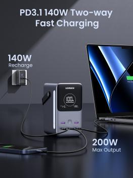 UGREEN Nexode Power Bank 48000 mAh Lithium Grau – Powerbank für Laptop, Smartphone & Tablet