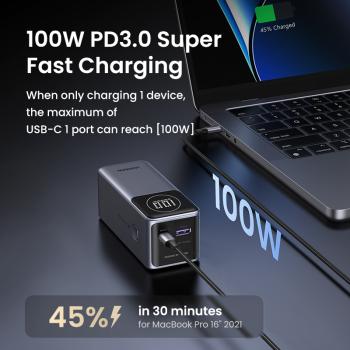 Preview: UGREEN Powerbank 12000 mAh 100W USB-C Fast Charging mit Power Delivery & Display