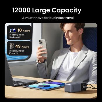 UGREEN Powerbank 12000 mAh 100W USB-C Fast Charging mit Power Delivery & Display
