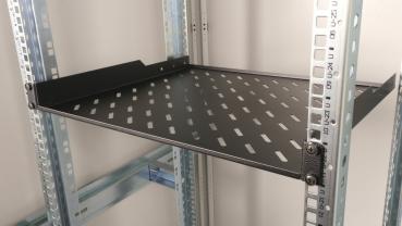 Preview: Equip 19 Zoll Rack Fachboden 1HE 600mm Schwarz Fester Einlegeboden Serverrack Serverschrank