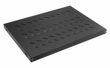Equip Variabler 19 Zoll Fachboden 1HE 350 mm Schwarz | Rack Ablage bis 100 kg | Serverschrank Regalboden