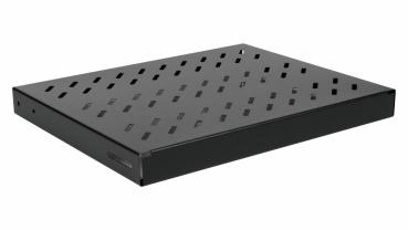 Preview: Equip Variabler 19 Zoll Fachboden 1HE 350 mm Schwarz | Rack Ablage bis 100 kg | Serverschrank Regalboden