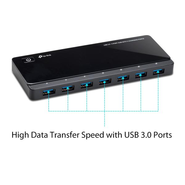 7-Port TP-Link Hub mit 2 Ladeanschlüsse USB 3.0