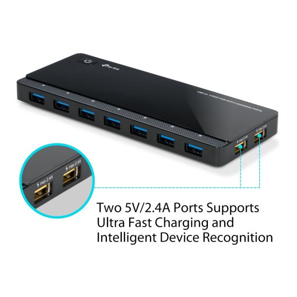 7-Port TP-Link Hub mit 2 Ladeanschlüsse USB 3.0
