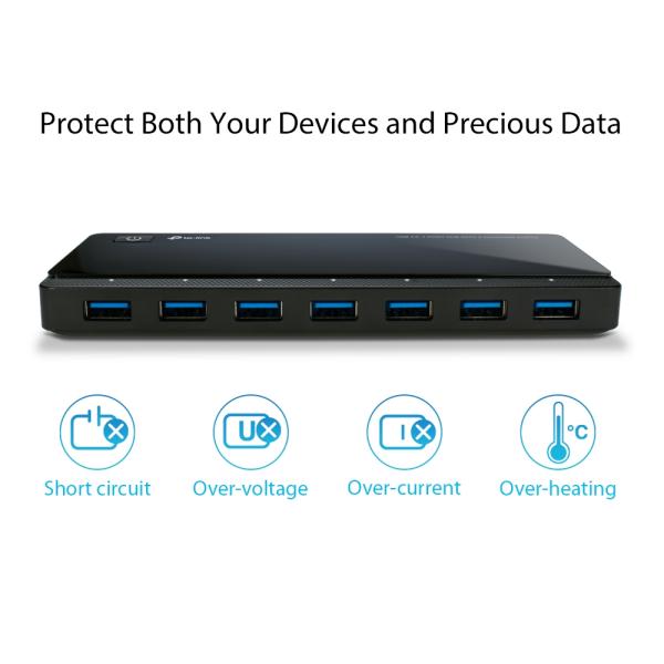 7-Port TP-Link Hub mit 2 Ladeanschlüsse USB 3.0