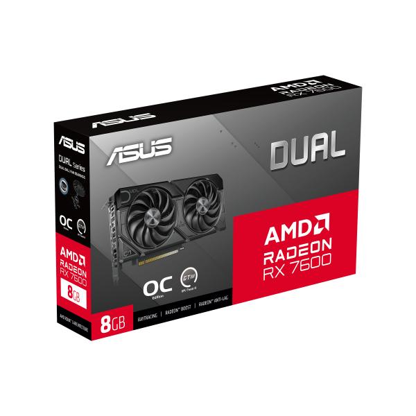 ASUS DUAL RX7600 O8G EVO 8GB GDDR6 HDMI DP Grafikkarte PCIe 4.0