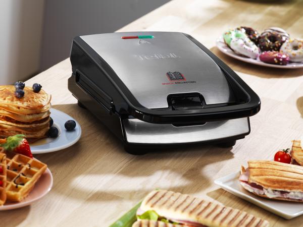 Tefal Snack Collection SW852D – Sandwichmaker & Waffeleisen mit Wechselplatten | 700 W | Edelstahl/Schwarz
