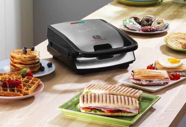 Tefal Snack Collection SW852D – Sandwichmaker & Waffeleisen mit Wechselplatten | 700 W | Edelstahl/Schwarz
