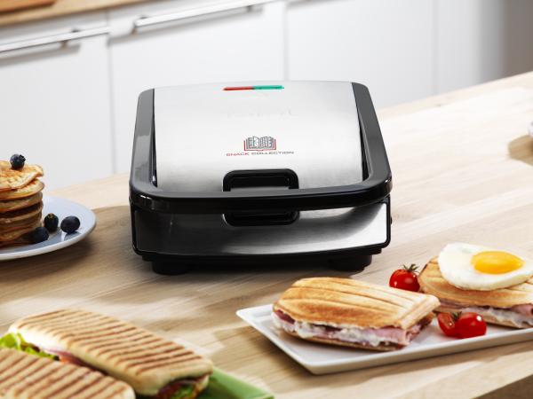 Tefal Snack Collection SW852D – Sandwichmaker & Waffeleisen mit Wechselplatten | 700 W | Edelstahl/Schwarz