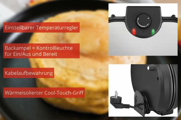 Unold Pancake-Maker American 48165 – Für fluffige American Pancakes Antihaft 2 Backflächen