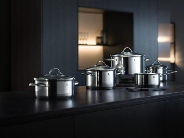 WMF Provence Plus Topf-Set Bratentopf (2,5l), Fleischtöpfe(1,9l), (3,3l), (5,7l), Stielkasserolle (1,7l) silber