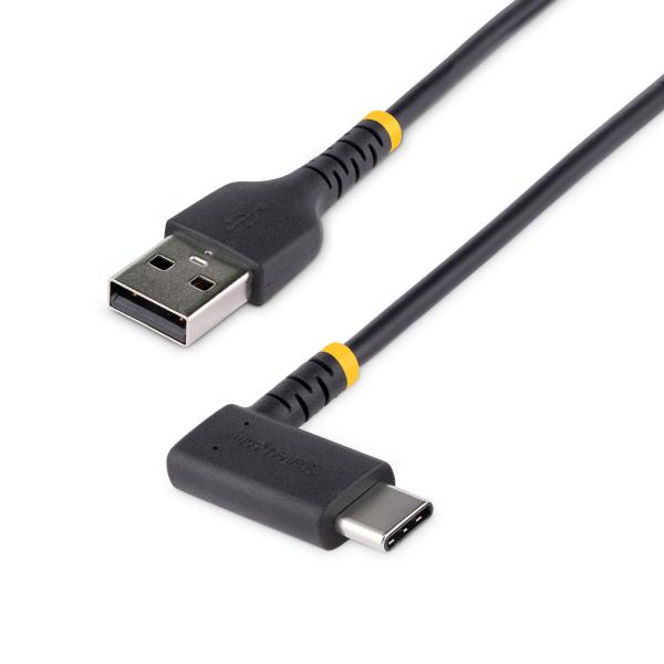 StarTech USB-A auf USB-C Kabel 2 m | 3A Schnellladekabel | USB 2.0 | Rechtwinklig | Aramidfaser