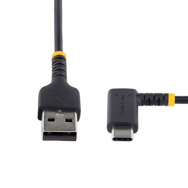 StarTech USB-A auf USB-C Kabel 2 m | 3A Schnellladekabel | USB 2.0 | Rechtwinklig | Aramidfaser