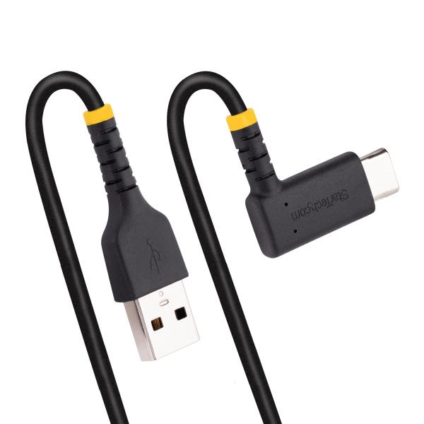 StarTech USB-A auf USB-C Kabel 2 m | 3A Schnellladekabel | USB 2.0 | Rechtwinklig | Aramidfaser
