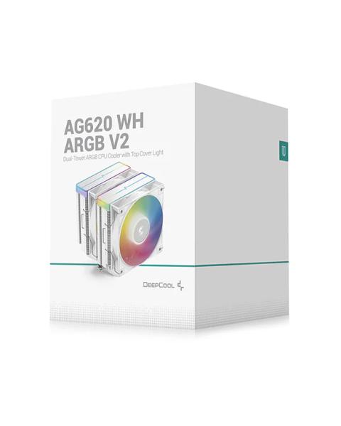 DeepCool AG620 WH ARGB V2 – Leistungsstarker CPU-Tower-Kühler mit Dual-Lüfter & RGB-Beleuchtung