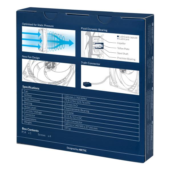 Lüfter ARCTIC P14 140 mm schwarz für PC Gehäuse