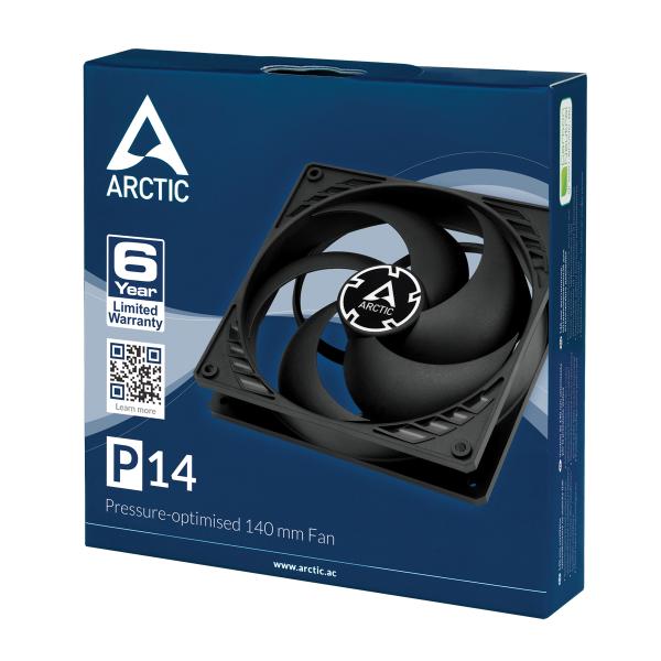 ARCTIC P14 140mm Gehäuselüfter 1700 RPM 3-Pin FDB Lüfter für PC Gehäuse Radiator CPU Kühler Schwarz