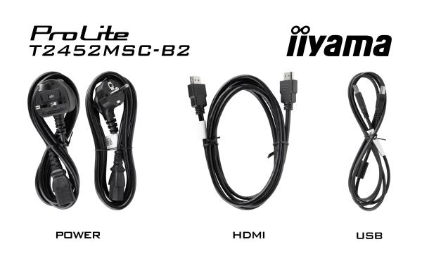 iiyama ProLite T2452MSC-B2 24" Touchscreen Monitor Full HD PCAP IPS DisplayPort USB VESA Speaker Touch Black