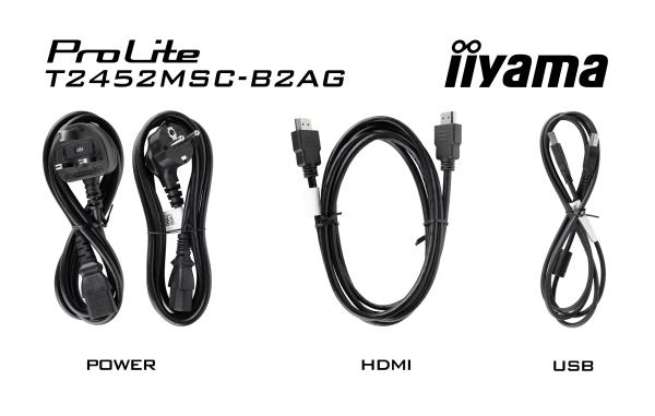 iiyama ProLite T2452MSC-B2AG 60,5cm/24" (1920x1080) 16:9 FHD IPS 5ms 120Hz HDMI DisplayPort USB VESA Speaker Touch Black