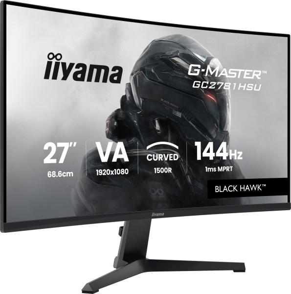 68,6cm/27" (1920x1080) iiyama G-Master GC2781HSU-B1 16:9 FHD VA 1ms 144Hz HDMI DisplayPort USB VESA Speaker Black