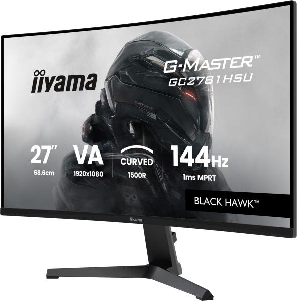 68,6cm/27" (1920x1080) iiyama G-Master GC2781HSU-B1 16:9 FHD VA 1ms 144Hz HDMI DisplayPort USB VESA Speaker Black