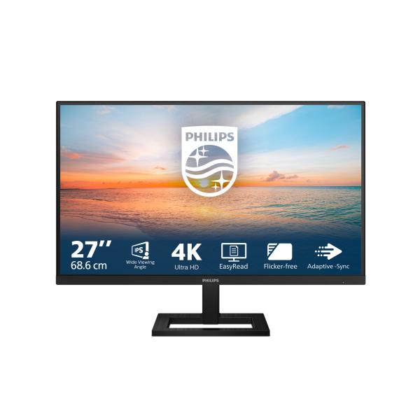 68,6cm/27" (3840x2160) Philips 27E1N1900AE 16:9 4K UHD IPS HDR10 4ms 60Hz 2xHDMI USB-C Speaker Black