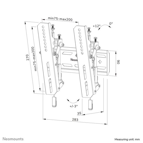 Wandhalterung. neigbar. für 24-55" Bildschirme 50KG WL35S-850BL12 Neomounts