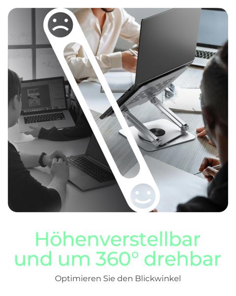 ICY BOX IB-NH300-R Höhenverstellbarer und rotierender Notebookhalter für Notebooks bis 17