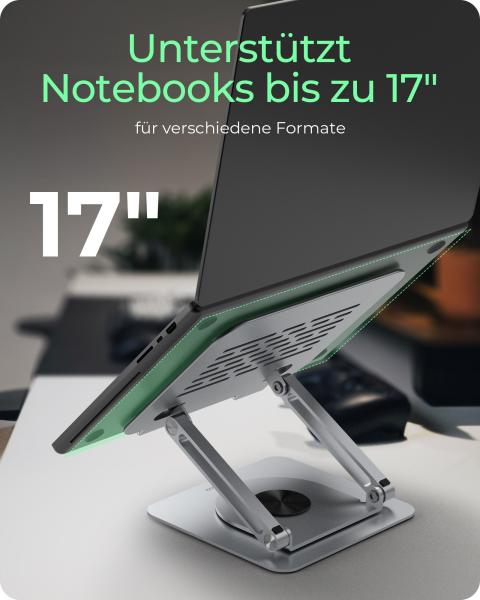 ICY BOX IB-NH300-R Höhenverstellbarer und rotierender Notebookhalter für Notebooks bis 17