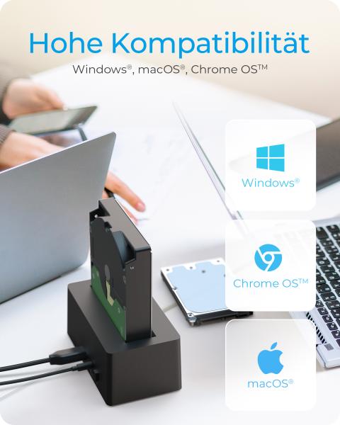 Dockingtation für 1x 2.5"/3.5" SATA I/II/III USB 3.2 ICY BOX Black