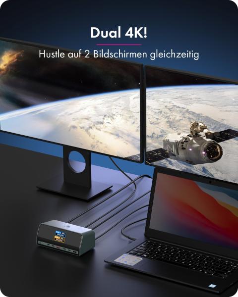 11-in-1 DockingStation mit Power Delivery Lade-Ports und großem LCD-Display, mit 160 W GaN Lade-Adapter