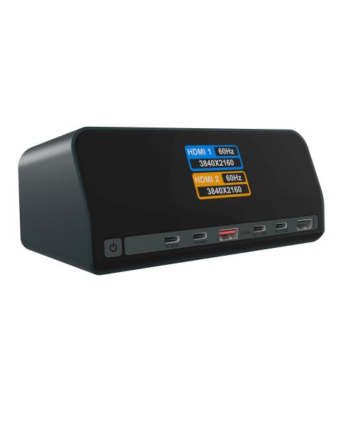 11-in-1 DockingStation mit Power Delivery Lade-Ports und großem LCD-Display, mit 160 W GaN Lade-Adapter