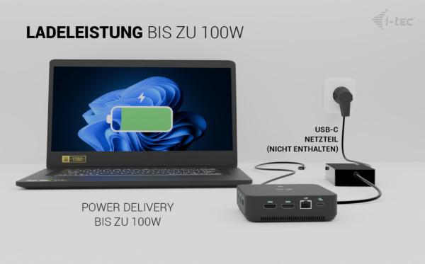 i-tec USB-C DP Dual HDMI Docking Station C31TRIPLEVIDEODPPRO 100W Power Delivery