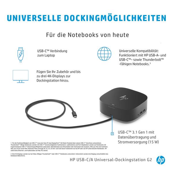 HP USB-C Dockingstation G5 schwarz | 100W Power Delivery, HDMI, DisplayPort, LAN, USB-A/C