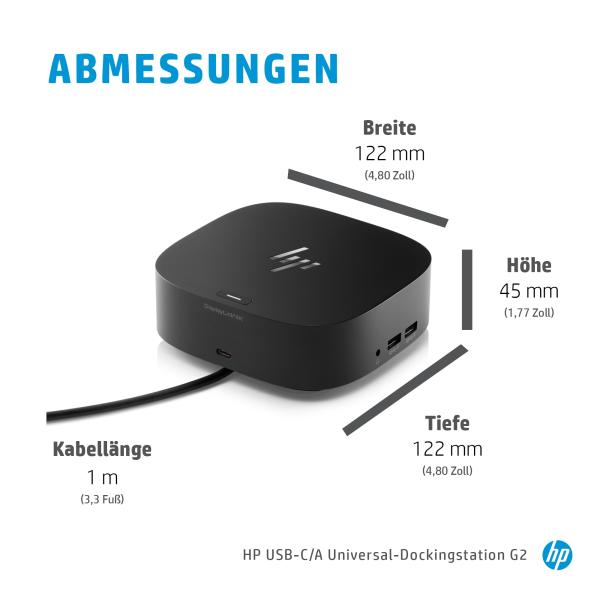 HP USB-C Dockingstation G5 schwarz | 100W Power Delivery, HDMI, DisplayPort, LAN, USB-A/C