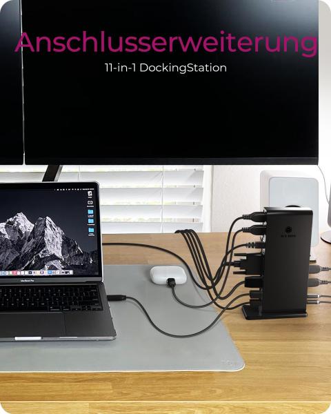 ICY BOX IB-DK2241AC Dockingstation | 11-in-1 USB 3.0 Hub mit HDMI DVI LAN & Audio